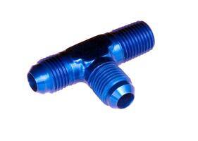 Adapters - AN to NTP - Red Horse Products - -03 x -02 (1/8") tee with thread on the run - blue