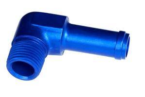 Adapters - NPT to Hose - Red Horse Products - -06 (3/8") OD hose nipple to -04 (1/4") NPT male - 90 degree- blue