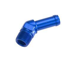 -06 (3/8") OD hose nipple to -04 (1/4") NPT male - 45 degree- blue