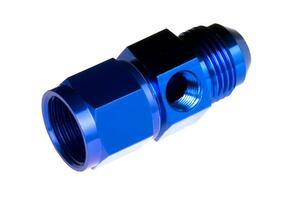 -06 male to -06 female AN/JIC with 1/8" NPT in hex - blue