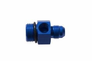 -06 AN male to -08 ORB with 1/8NPT gauge port adapter - blue