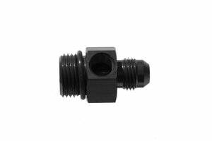 -06 AN male to -08 ORB with 1/8NPT gauge port adapter - black