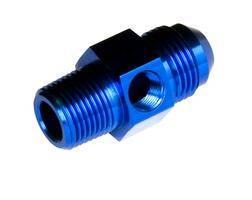 -08 male AN/JIC to -06 (3/8") NPT male with 1/8" NPT hex - blue