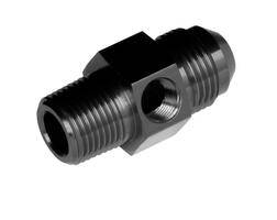 -08 male AN/JIC to -06 (3/8") NPT male with 1/8" NPT hex - black