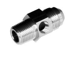 -08 male AN/JIC to -06 (3/8") NPT male with 1/8" NPT hex - clear