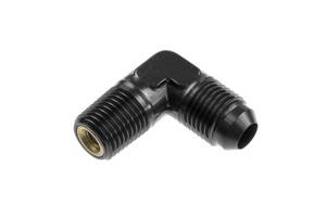 Adapters - AN to NTP - Red Horse Products - -04 AN male to 1/4 NPT with nitrous screen, 90 deg - black