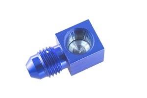 Adapters - AN to NTP - Red Horse Products - -04 AN male to 1/8" NPT female gauge adapter, 90º - blue