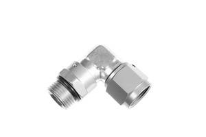 Adapters - AN to AN - Red Horse Products - -06 AN female to -06 ORB male swivel, 90 deg - clear