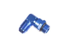 Hose Ends - 1490 Series Low Profile AN to ORB - Red Horse Products - -06 AN male to -06 ORB male swivel, 90 deg - blue
