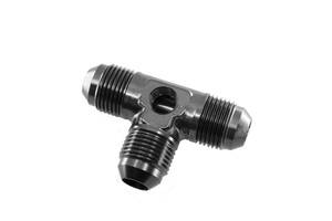 -06 AN male flare tee with 1/8" NPT port - black