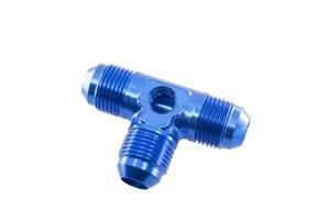 -06 AN male flare tee with 1/8" NPT port - blue