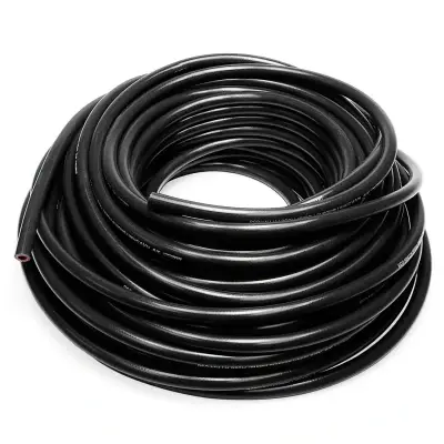 HPS 1/4" ID Black high temp reinforced silicone heater hose 25 feet roll, Max Working Pressure 85 psi, Max Temperature Rating: 350F, Bend Radius: 1"