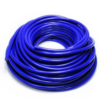 HPS 1/8" ID blue high temp reinforced silicone heater hose, Max Working Pressure 85 psi, Max Temperature Rating: 350F, Bend Radius: 1/2"