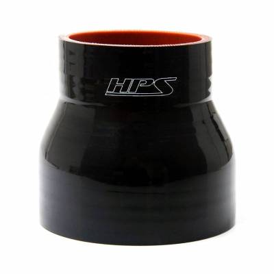 HPS Silicone Hose Couplers - Silicone Straight Reducer Coupler Hoses - HPS Silicone Hose - Silicone Reducer Hose,High Temp 4-ply Reinforced,1" - 1-1/2" ID,4" Long,Black