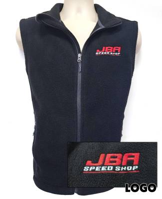 JBA Fleece Vest with embroidered JBA Speed Shop Logo - Black